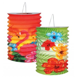 Island Party Tropical Hibiscus Paper Lanterns x2